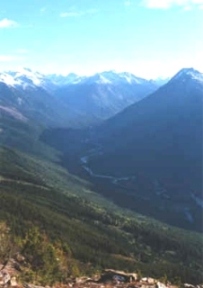 Looking south up the Raush River from ridge south of cabin